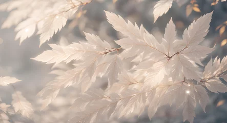 Foto op Plexiglas White leaves on branches of a tree. AI © Kei