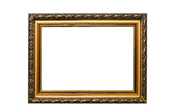 antique golden brown picture frame isolated