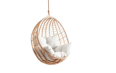 Plush Comfort in Rattan Elegance on isolated background