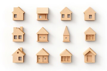 コルクの住宅素材アイコンセット（3D）
