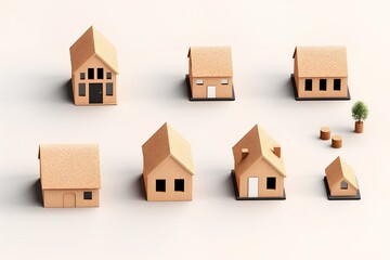 コルクの住宅素材アイコンセット（3D）
