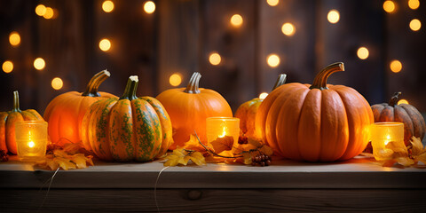 orange, halloween, pumpkin, food, harvest, Autumn Pumpkin Composition orange pumpkins pumpkin on a shelf, generative AI
