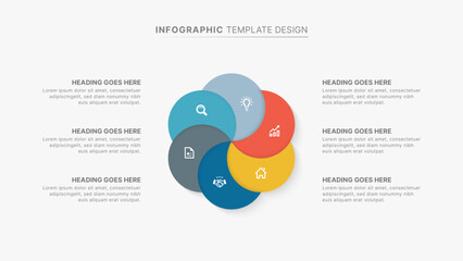 Circle Round Infographic Design Template with Six Options