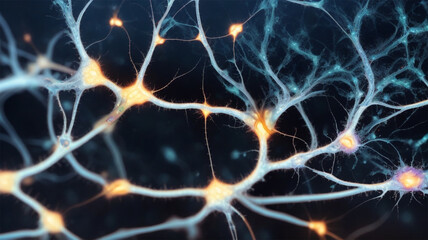 human brain showing neurons firing background AI generative