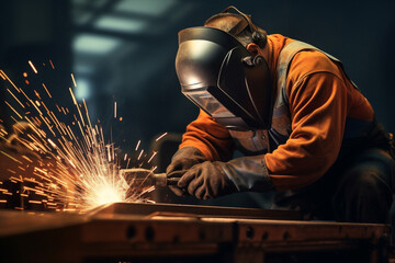 Furnace factory metallurgy welder iron industrial people steel foundry metal - obrazy, fototapety, plakaty