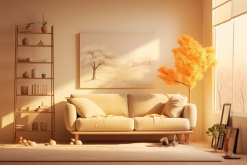 living room in the style of y2k aesthetic serene mood natural light