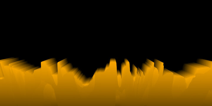 silhouette of futuristic city skyline on black background nyellow golod