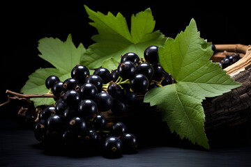 black currant with leaves