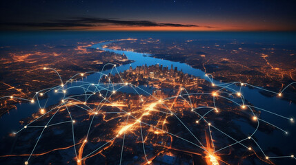 Future internet net world modern business city global digital communication - obrazy, fototapety, plakaty