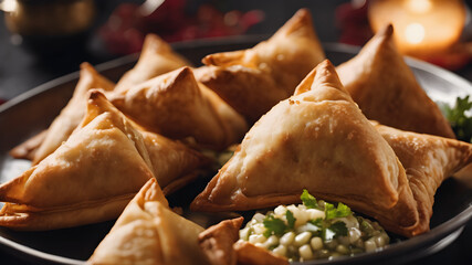 Delicious yummy Samosa with Golden Brown Crust and Savory Filling