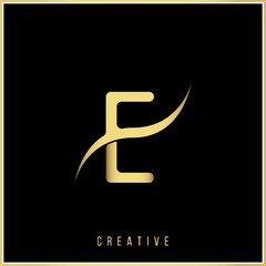 E Creative latter logo design Premium Vector letters Logo. Vector Illustration logo of Gold Letter Logo Sign in black background