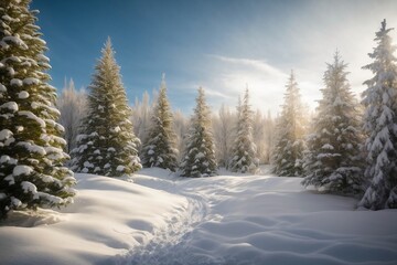 Snow-Covered Christmas Forest - High-Resolution Winter Wonderland