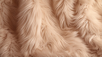 Beige faux fluffy fur background