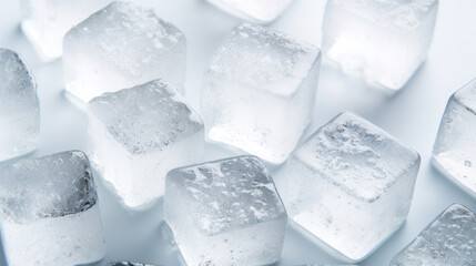 Ice cubes on a white background