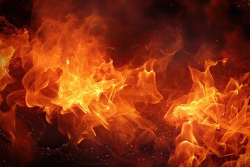 Fire flames on a black background. Fire texture. Abstract background, Blaze fire flame background and textured, AI Generated