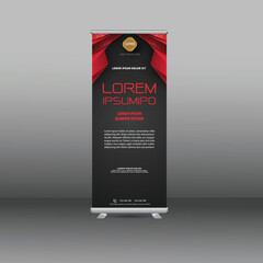 vector roll up banner with yellow ribbon detailed