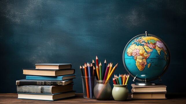 globe model on books for concept investment education and scholarships.