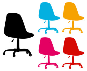 Set collection office chair colorful icon symbol. hiring and interview company design template vector illustration