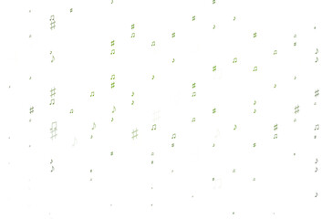 Light Green vector background with music symbols.