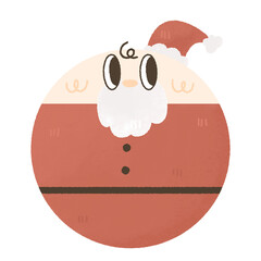 Christmas illustration cute santa ornament groovy retro  For Christmas cards, banners, tags and labels.
