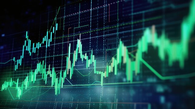 financial stock market graph and candlestick chart suitable for financial investment concept.