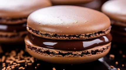 Tuinposter Macarons chocolate macaron Generative AI