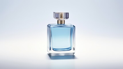 Perfume bottle on blue background