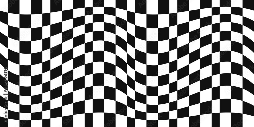 Poster Checkers wavy pattern. Vector racing or checkers pattern. Seamless illustration.