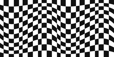 Checkers wavy pattern. Vector racing or checkers pattern. Seamless illustration.