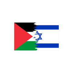 palestine and israel flag. Negotiations, treaties, agreements and deals leading to peaceful coexistence