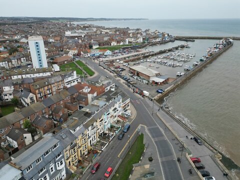 aerial view of bridlington marina and Harbour