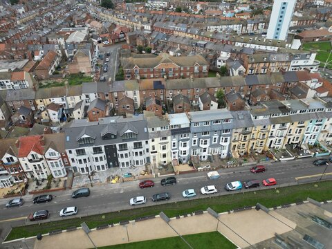 aerial view of bridlington seaside town  East Yorkshire coast