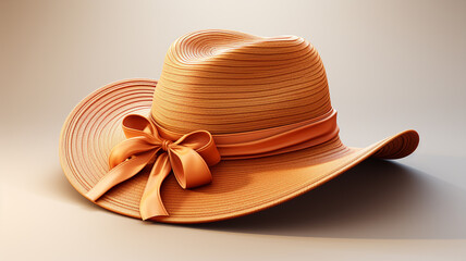 brown straw hat on white background