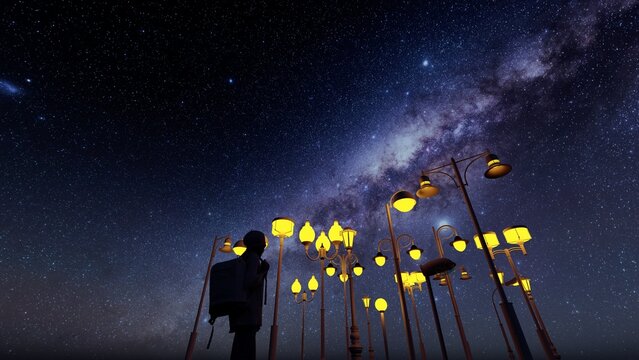 lamp and the night sky