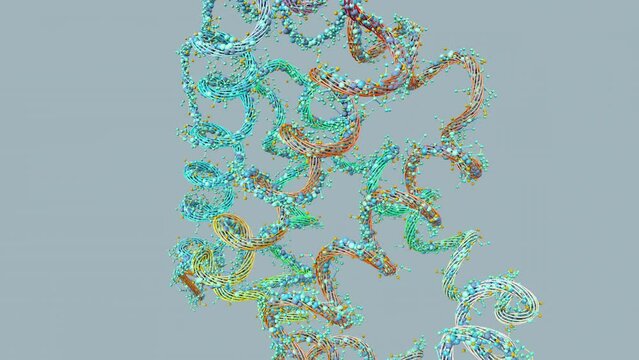 Chain of amino acid or bio molecules called protein - 3d illustration