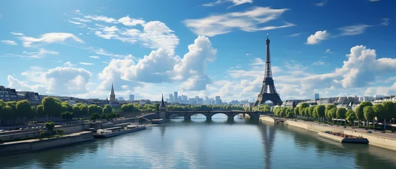 Fototapete Paris close up paris skyline blue clear sky