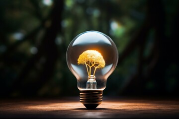 A solitary e27 bulb emitting light, representing a bright idea. Generative AI
