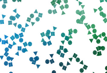 Light Blue, Green vector background with triangles, circles, cubes.