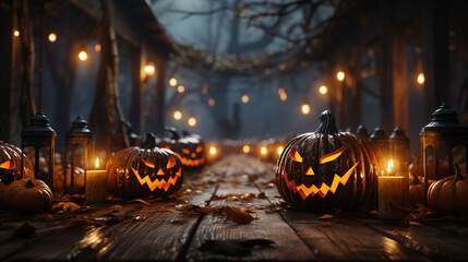 Creepy Halloween ambiance with vacant wooden planks as the main focus. - obrazy, fototapety, plakaty