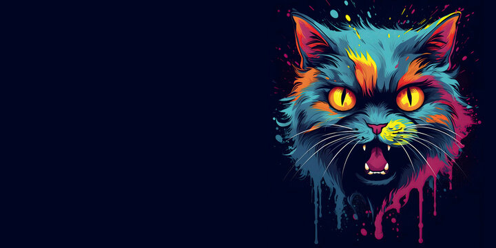 Crazy Cat Banner: Angry cat design