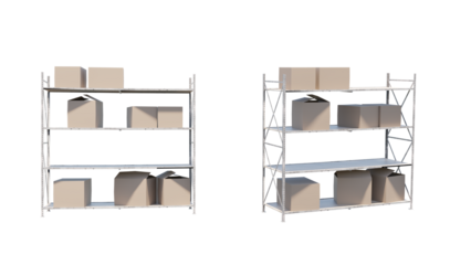 isolated warehouse shelves and racking.