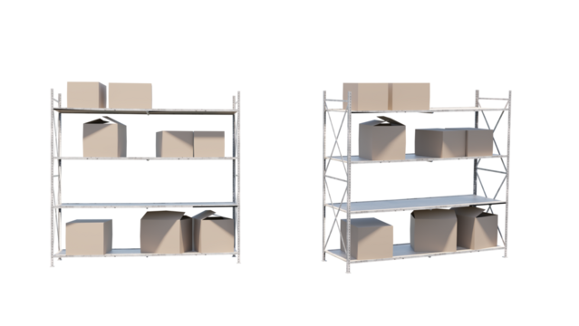 isolated warehouse shelves and racking.