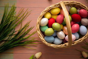 easter eggs in basket