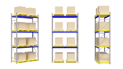 isolated warehouse shelves and racking.
