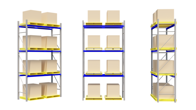 isolated warehouse shelves and racking.