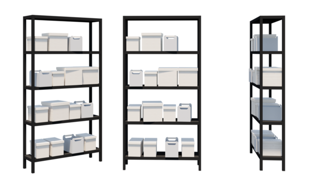 isolated warehouse shelves and racking.