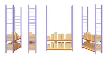 isolated warehouse shelves and racking.
