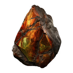 A detailed Earth element stone mineral illustrated on a transparent background, showcasing its unique textures and color variations. Generative AI