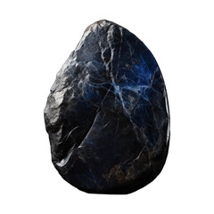 An indigo stone with deep blue and purple hues, exhibiting unique natural patterns and texture, isolated on a transparent background. Generative AI