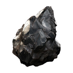 A rough-cut gray stone mineral is displayed on a transparent background, showcasing its natural texture and color variations. Generative AI